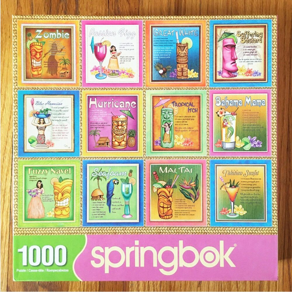 Springbok Cocktail Party Puzzle 1000 Pieces Hurricane Zombie Mai Tai Drinks